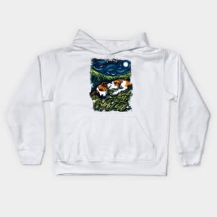 Starry Night Cat by Vincent van Gogh Kids Hoodie